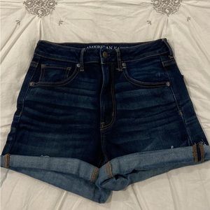 AE Super Hi-Rise Dark-Wash Denim Shorts